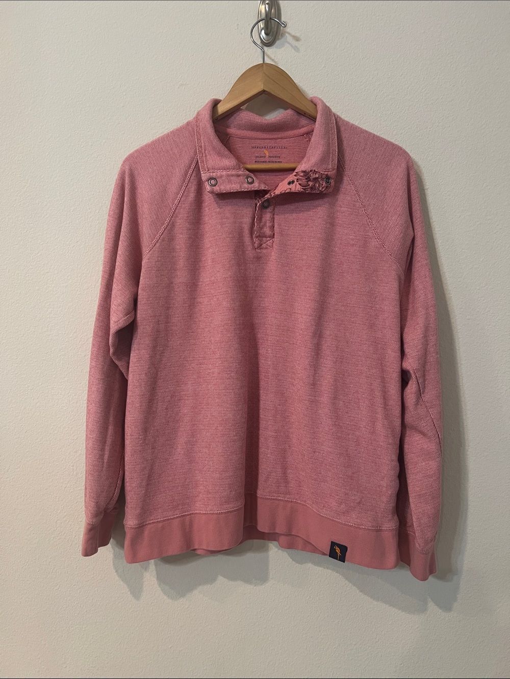 Margaritaville Island Reserve Pink 100% Cotton Snap Pullover Sweatshirt